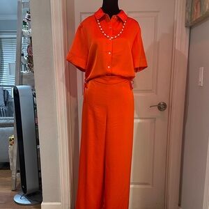 Vibrant Orange Women's Pants & Top Set Size M wear it once